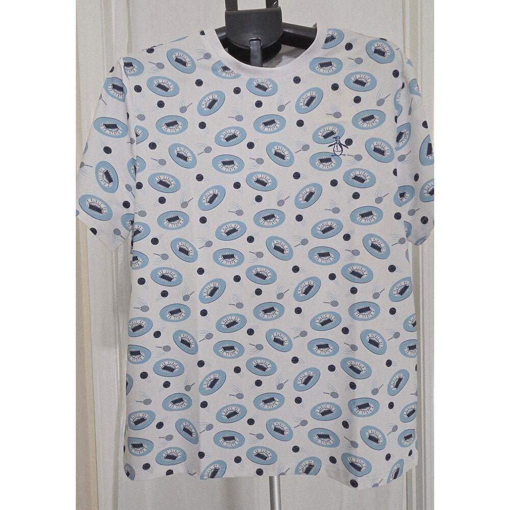 Original Penguin Mens Medium Performance T-Shirt Tennis Print Wicking NWT‎